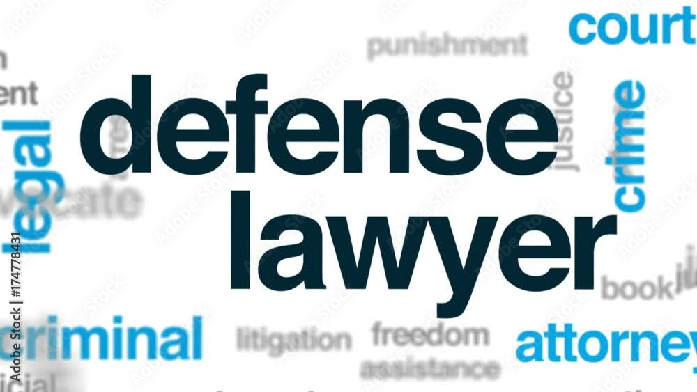 Defense lawyer animated word cloud, text design animation. Defense lawyer animated word cloud, text design animation.