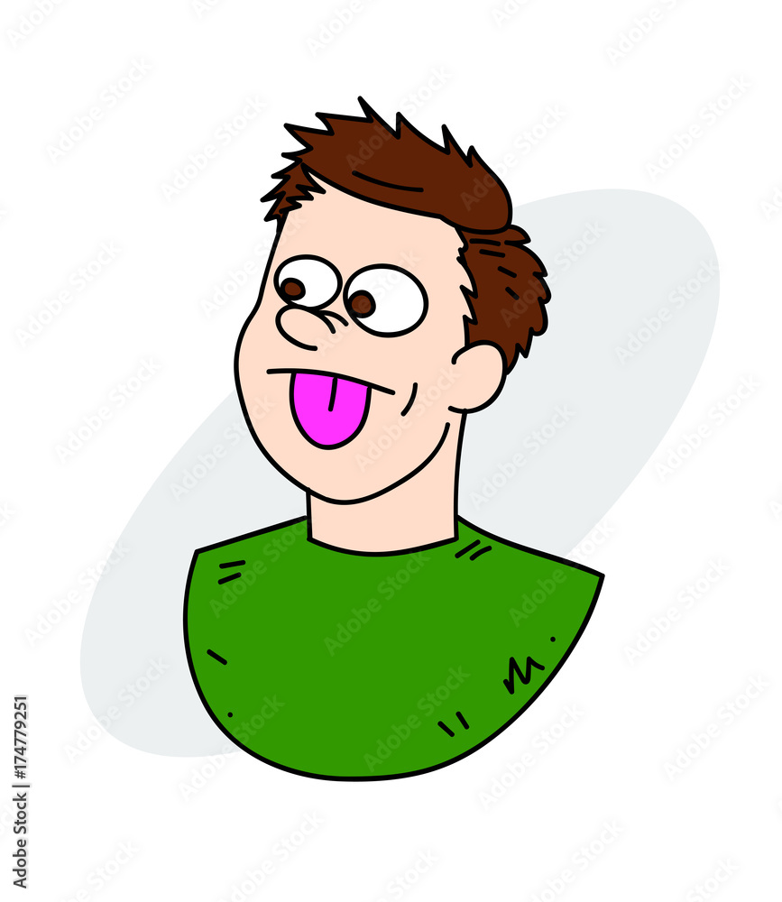 Man sticking out tongue cartoon hand drawn image. Original colorful  artwork, comic childish style drawing. Stock Vector | Adobe Stock