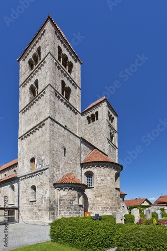 St. Michael's basilica, 1180, late Romanesque tufa stone building, Altenstadt, Upper Bavaria, Bavaria, Germany, Europe, PublicGround, Europe