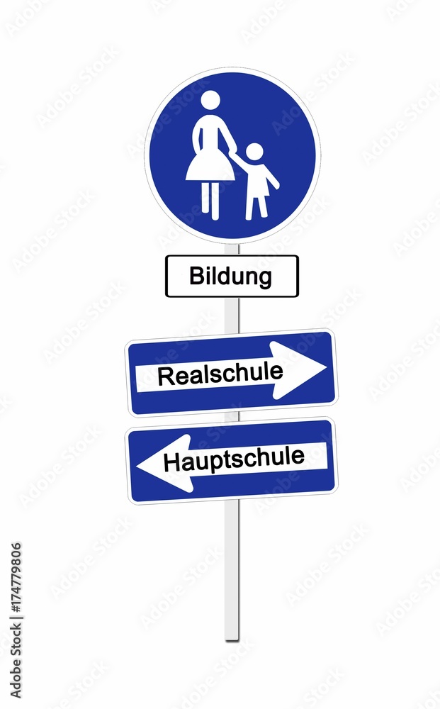 Pedestrian zone sign labeled Bildung, German for education, and oneway