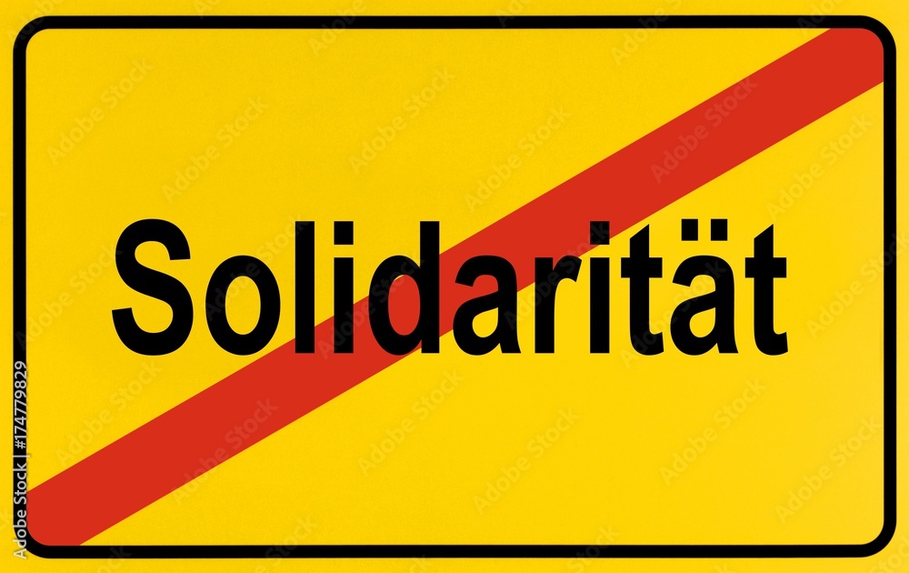 Fototapeta premium Sign city limits, symbolic image for the end of solidarity