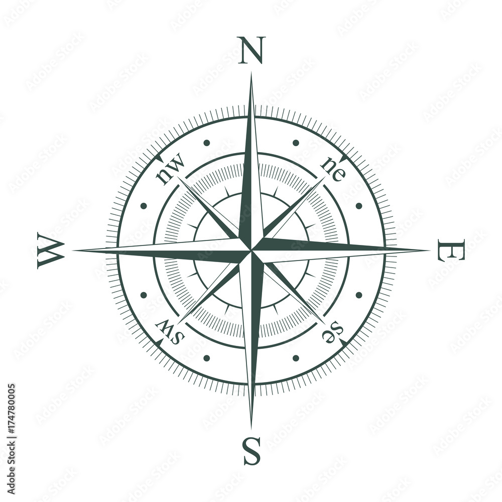 Compass. Wind rose. Vector illustration. Compass. Wind rose. Vector illustration.