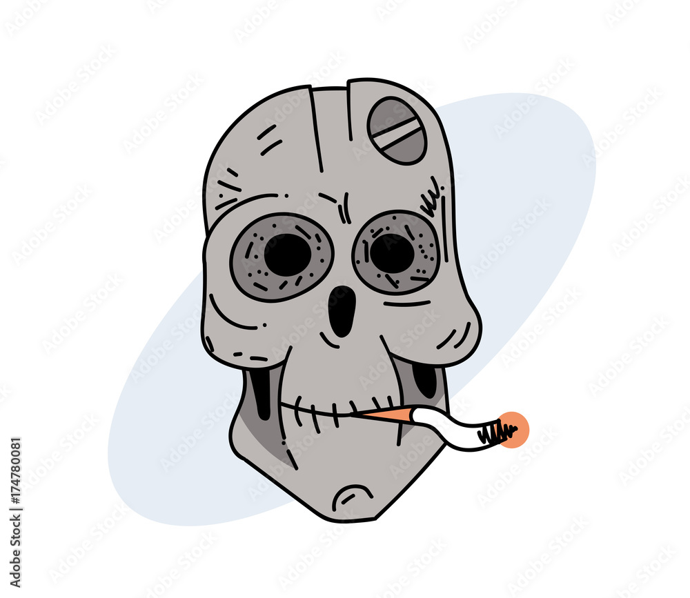 skeleton smoking a cigarette cartoon
