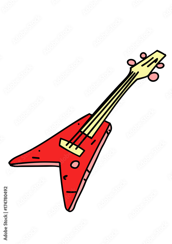 how to draw a cartoon electric guitar