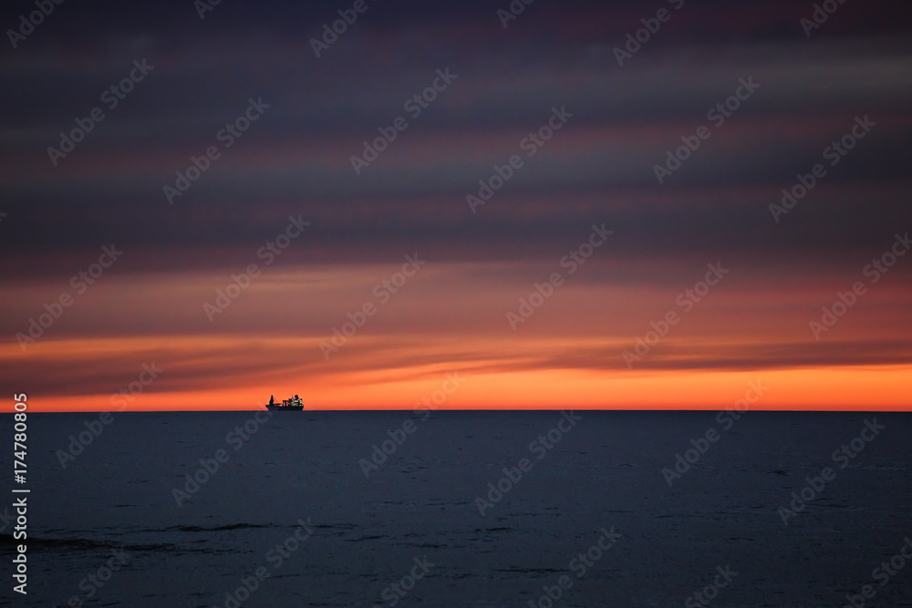 Ship in dusk