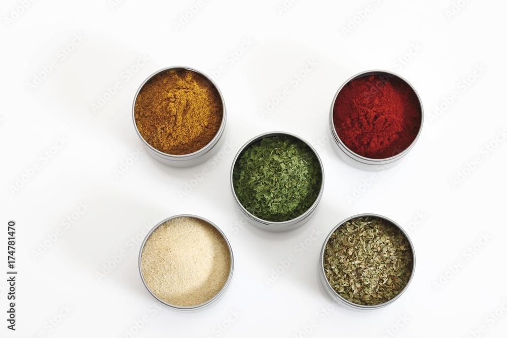 Various kinds of spices in cans Various kinds of spices in cans