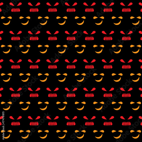 Nervous face emotion created halloween pattern background