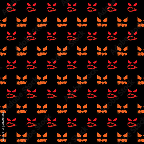 Scared face created halloween pattern background