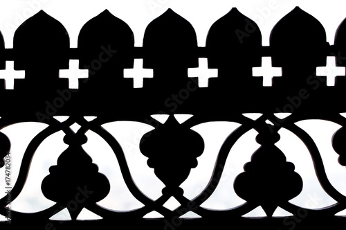 Stone carvings as silhouette, Palace of Datia, Madhya Pradesh, India, Asia photo