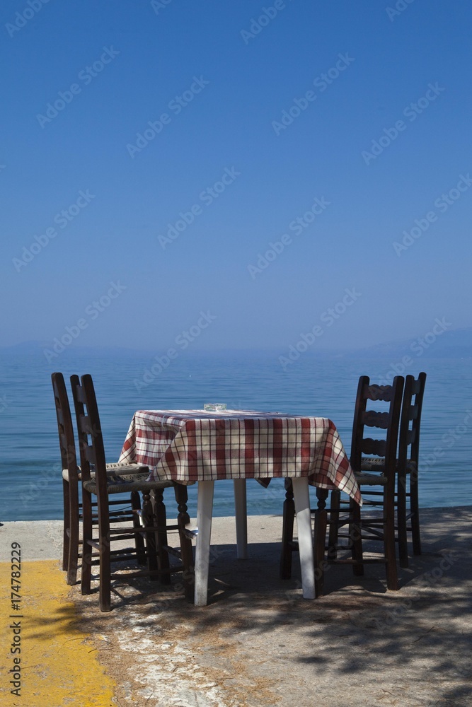 Restaurant on the beach, Melina, Greece, Europe Restaurant on the beach, Melina, Greece, Europe