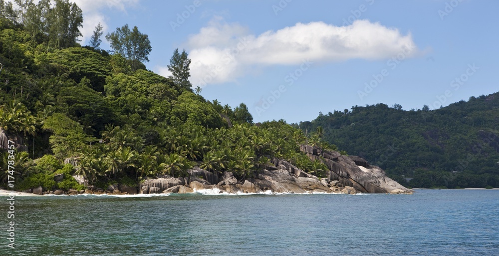 Bay near Anse Goumement near Pointe Lazare, Mahe Island, Seychelles, Indian Ocean, Africa