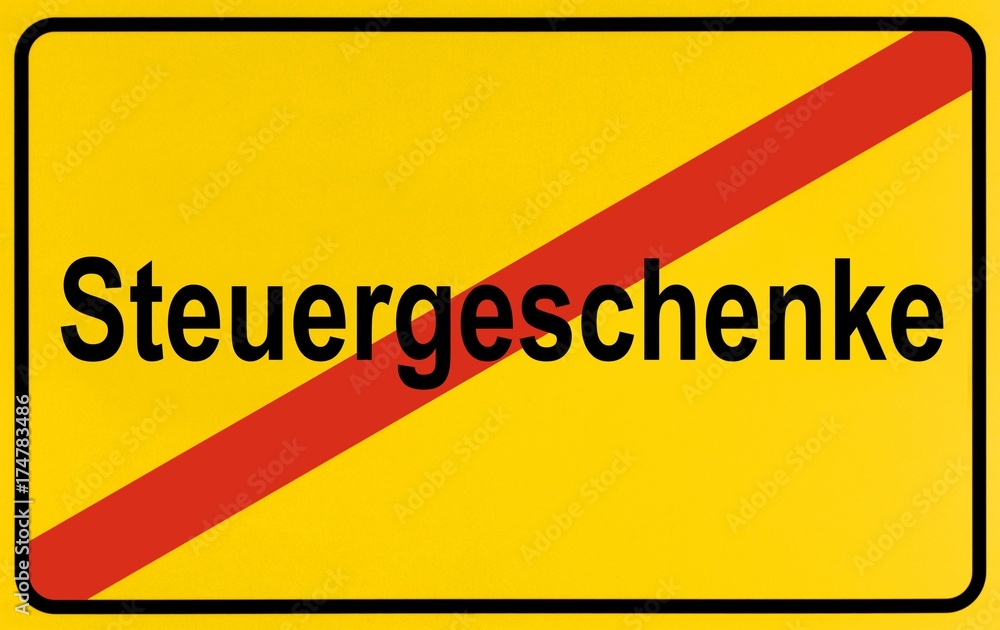 Obraz premium City limit sign as a symbolic image for withholding of tax gifts