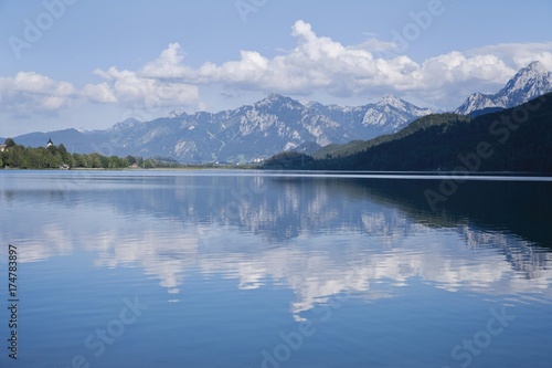 Weissensee Lake near Fuessen, Upper Allgaeu, Upper Bavaria, Bavaria, Germany, Europe