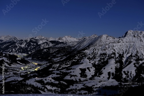 Tannheim Valley at night, Tannheim, Ausserfern, Tyrol, Austria, Europe