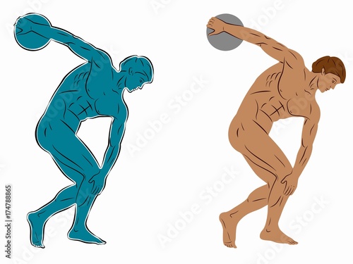 illustration of discus thrower, vector draw