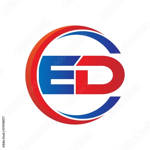 ed logo vector modern initial swoosh circle blue and red