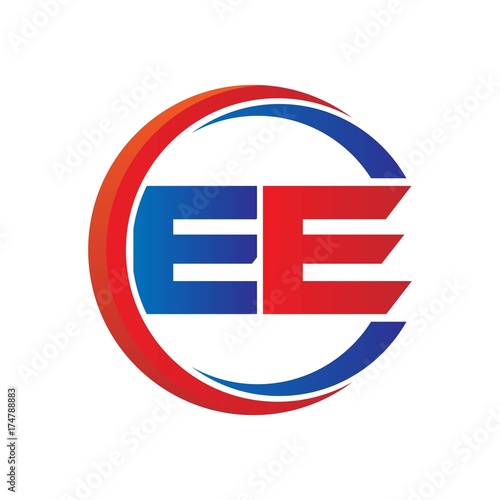ee logo vector modern initial swoosh circle blue and red