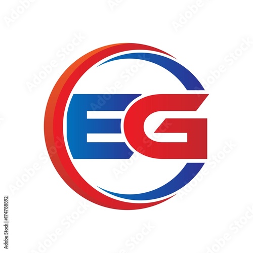 eg logo vector modern initial swoosh circle blue and red