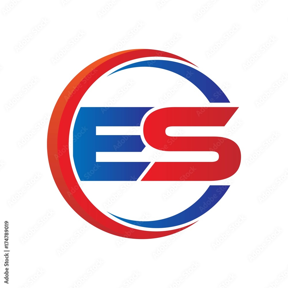 es logo vector modern initial swoosh circle blue and red es logo vector modern initial swoosh circle blue and red