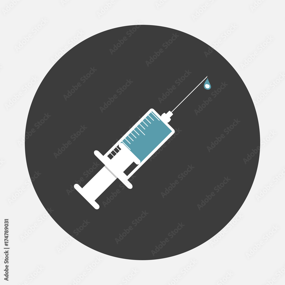 Syringe with a drop and with liquid inside. Vector illustration. Syringe with a drop and with liquid inside. Vector illustration.