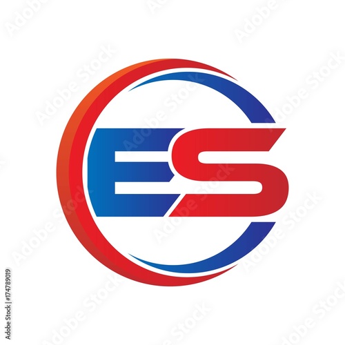 es logo vector modern initial swoosh circle blue and red