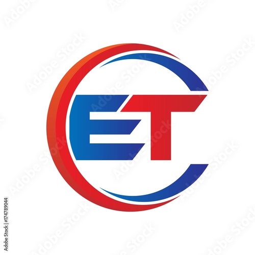 et logo vector modern initial swoosh circle blue and red
