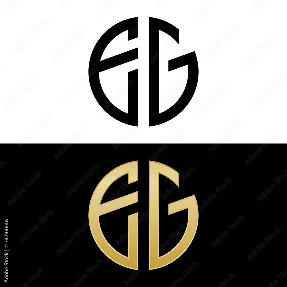 eg initial logo circle shape vector black and gold eg initial logo circle shape vector black and gold