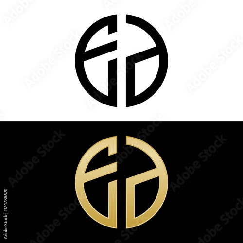 ed initial logo circle shape vector black and gold