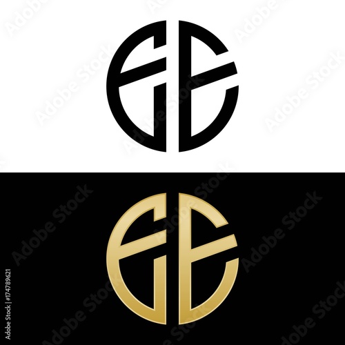 ee initial logo circle shape vector black and gold