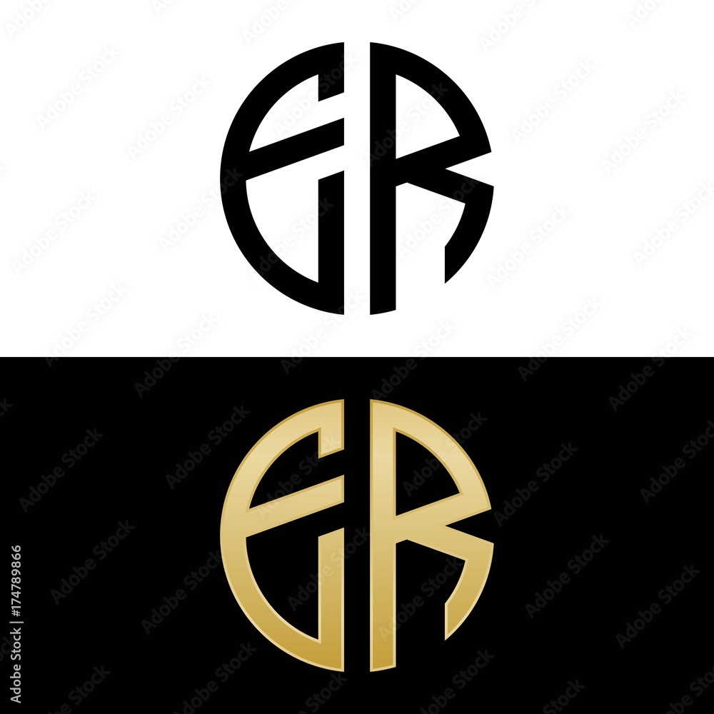 er initial logo circle shape vector black and gold er initial logo circle shape vector black and gold