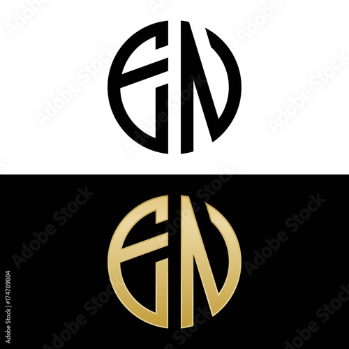 en initial logo circle shape vector black and gold