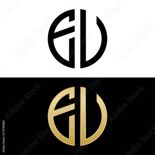 eu initial logo circle shape vector black and gold