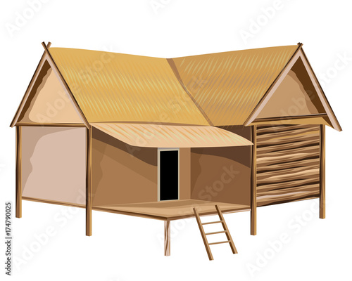 roof straw hut vector design