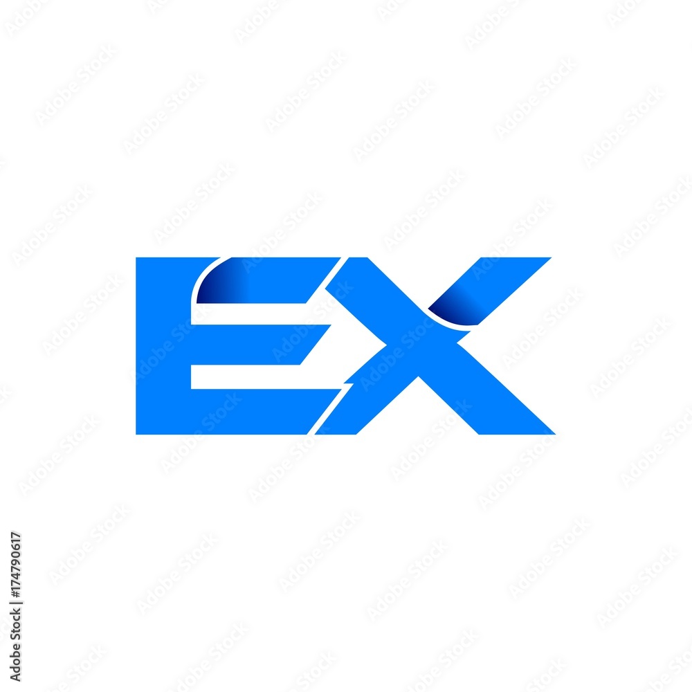 ex logo initial logo vector modern blue fold style ex logo initial logo vector modern blue fold style