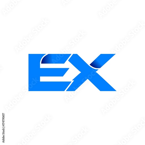 ex logo initial logo vector modern blue fold style