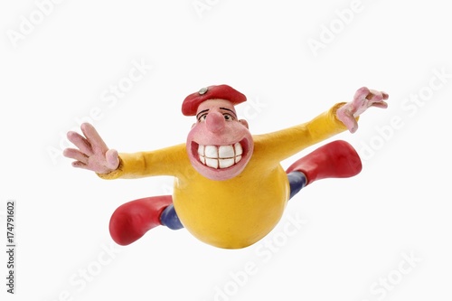 Fool, fat man in free fall, cartoon character photo