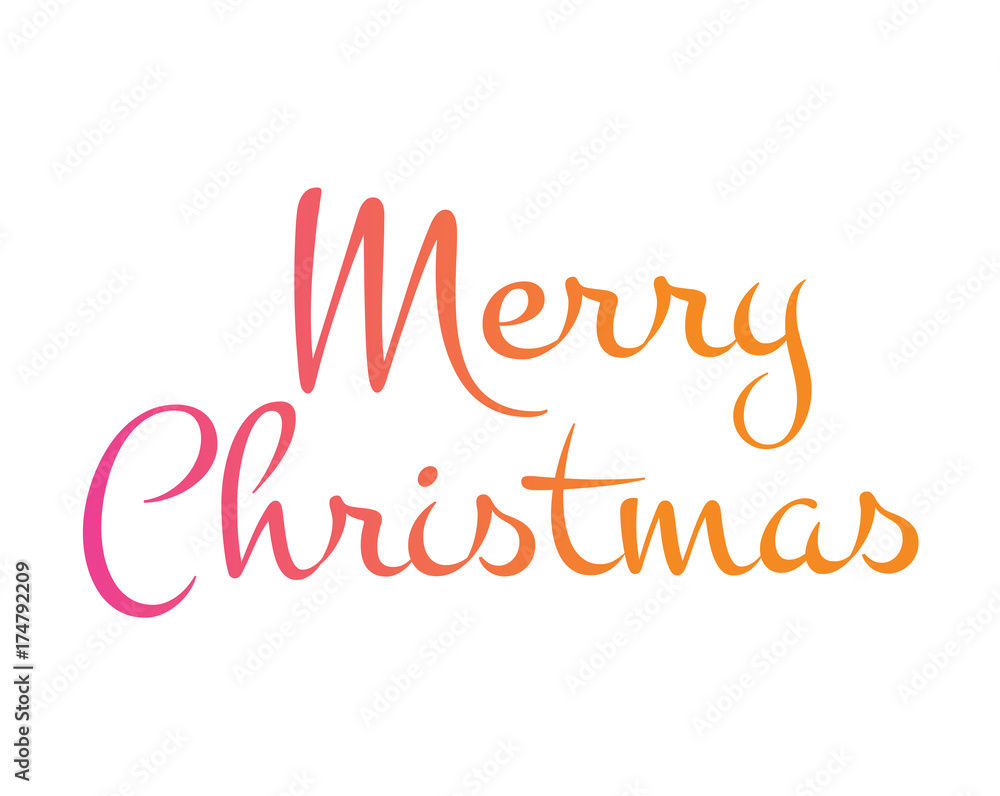 Gradient isolated hand writing word Merry Christmas