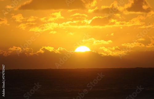 Sunset at the Atlantic Ocean, Fuerteventura, Canary Islands, Spain, Europe