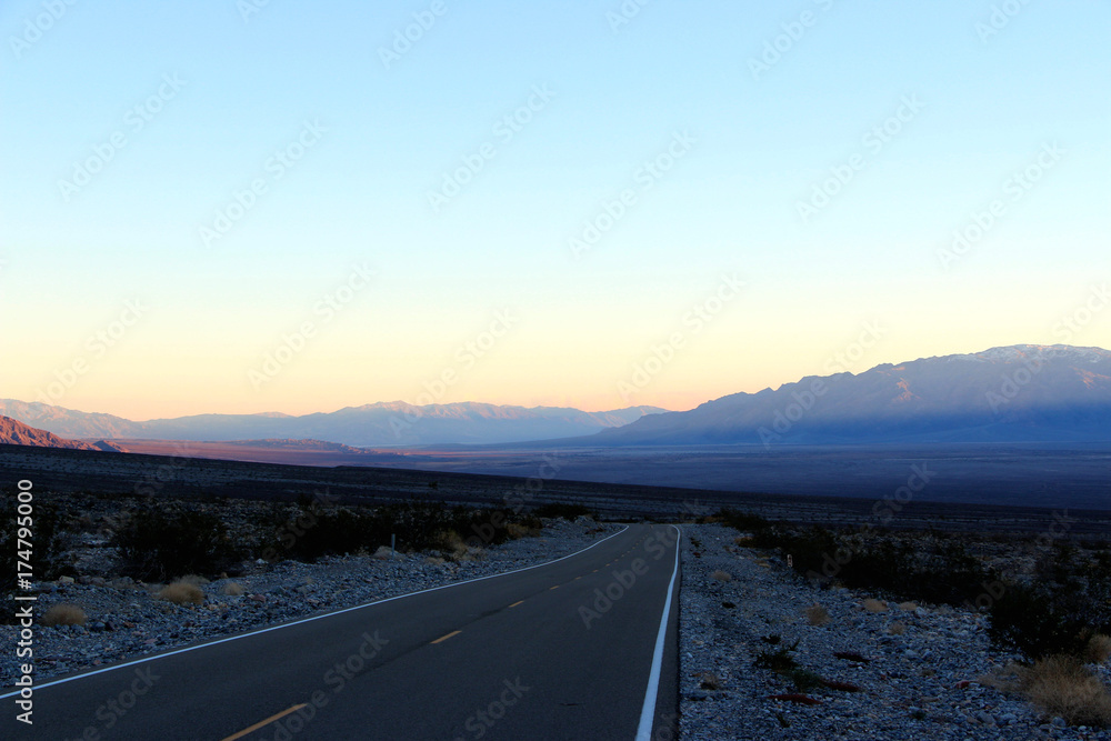 driving in the historical route 66 near Death Valley in Nevada in USA driving in the historical route 66 near Death Valley in Nevada in USA