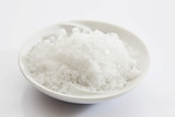 Pyramid salt in a small porcelain bowl