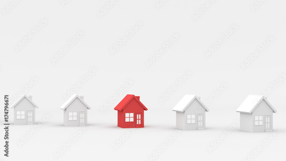 Red and white house on white background. 3D Rendering. Red and white house on white background. 3D Rendering.