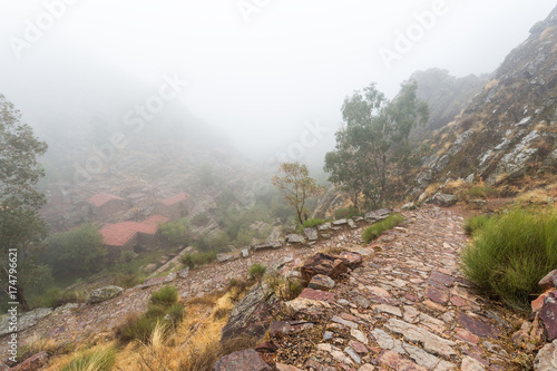Landscape with fog in Penha Garcia. Portugal. photo