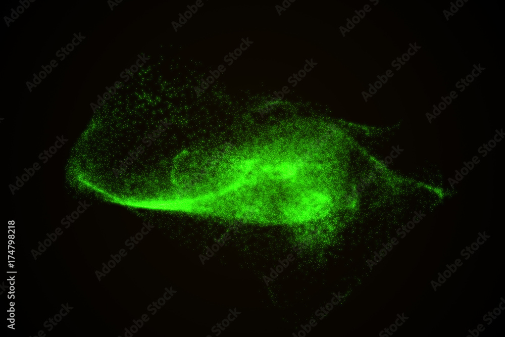 Abstract background made of green glowing particles