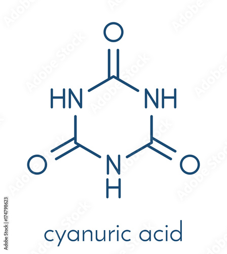 Cyanuric acid molecule. Precipitates with melamine, thus potentially causing kidney damage. Skeletal formula.