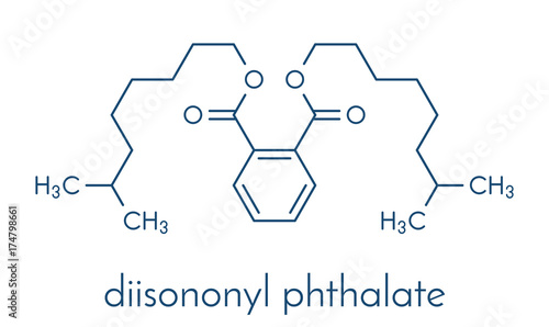Diisononyl phthalate (DINP) plasticizer molecule. Skeletal formula.