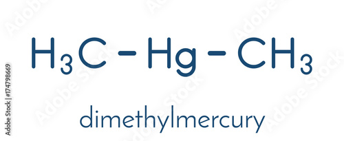 Dimethylmercury  (organomercury compound), chemical structure. Skeletal formula.