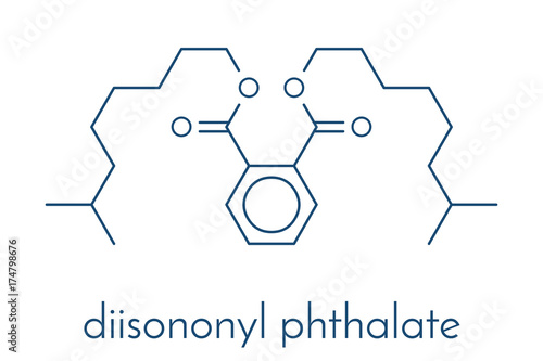 Diisononyl phthalate (DINP) plasticizer molecule. Skeletal formula.
