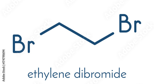 Ethylene dibromide (EDB, 1,2-dibromoethane) fumigant molecule.  Skeletal formula.