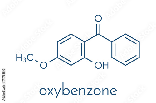 Oxybenzone sunscreen molecule. Skeletal formula.