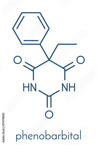 Phenobarbital barbiturate anticonvulsant (epilepsy drug), chemical structure Skeletal formula. photo